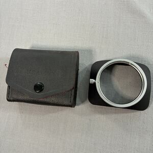 Vintage Konica 24mm 28mm Metal Lens Hood Shade Original Leather Case Japan